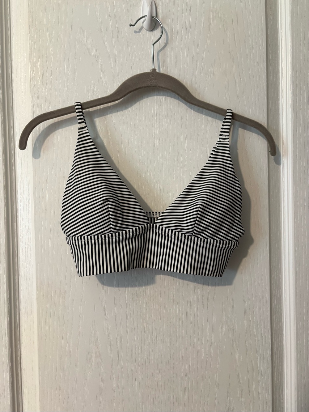 Aerie Black and White Striped Bikini Top